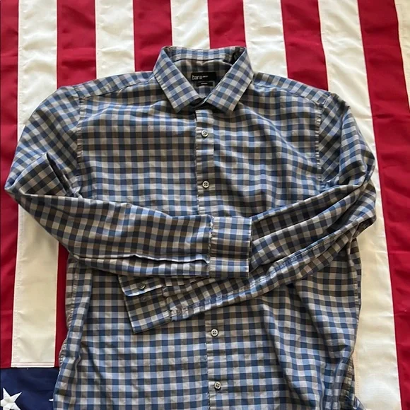 Checkered Blue and Grey Button-Up Shirt - Picture 15 of 15